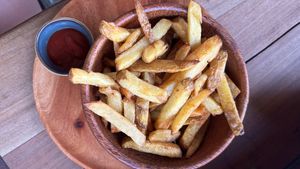 Fries, so yummy!  at Hangten Rooftop Restaurant in Weligama