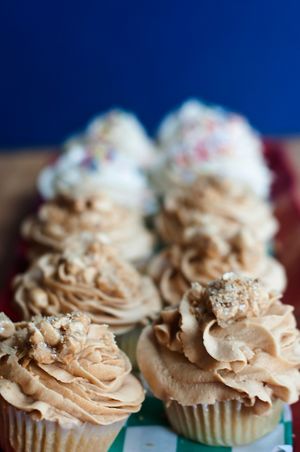 Vegan peanut butter frosting and jelly filled cupcakes at The Greener Kitchen in Baltimore