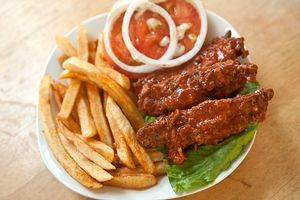 Vegan buffalo chick'n sandwich with house-made bleu cheese at The Greener Kitchen in Baltimore