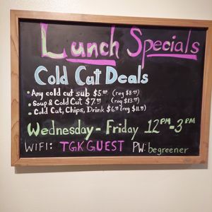 Interesting specials at The Greener Kitchen in Baltimore