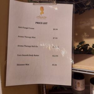 Price list at The Greener Kitchen in Baltimore