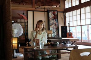 me eating lunch at Kuma Cafe in Hachinohe