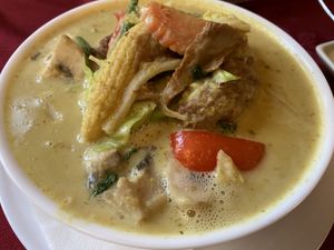 Green Thai curry with Mock Duck  at Bann Thai Restaurant in Cromer