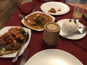 Chilli mock duck (V1) and Penang Curry (V5 I think) at Bann Thai Restaurant in Cromer