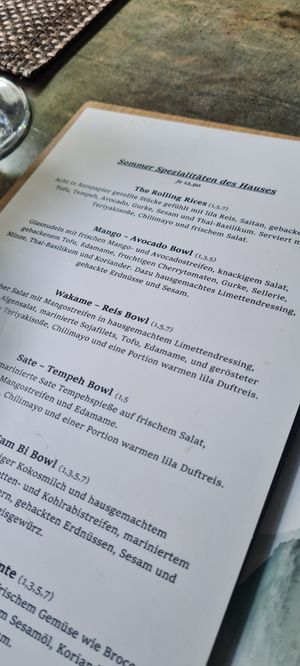 Menu at Tiger Club in Berlin