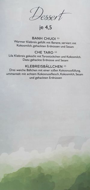 dessert menu at Tiger Club in Berlin
