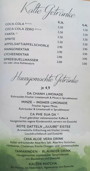 drink menu at Tiger Club in Berlin