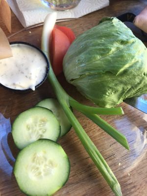 House salad no egg, cheese, or croutons with vegan ranch  at Wurst Bier Hall in Fargo