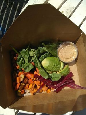 Buddha Bowl - this has to be the saddest salad I've had. This small salad costs $12 that had underripe, chewy avocado that had the outside layer of the seed still stuck underneath  at Paradise Park Cafe in Oakland