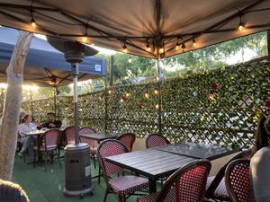 Outdoor/sidewalk seating  at Pura Vita in West Hollywood