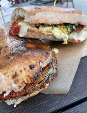 Eggplant sandwich   at Pura Vita in West Hollywood