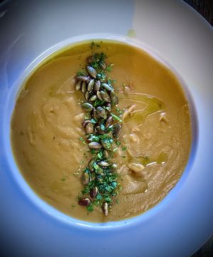  Smokey Potato Chowder 
Spiced pepitas  at Pura Vita in West Hollywood