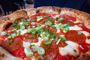 Americana pizza   at Pura Vita in West Hollywood