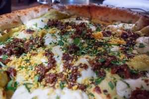 Carbonara pizza   at Pura Vita in West Hollywood