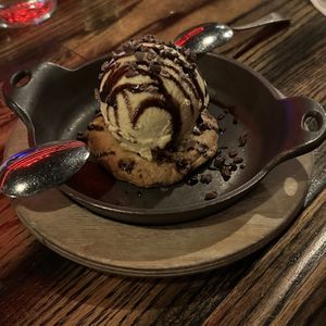 Chocolate Chip Cookie with Pistachio Ice Cream  at Pura Vita in West Hollywood