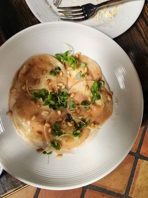 Truffle ravioli at Pura Vita in West Hollywood