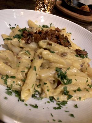 Pasta carbonara  at Pura Vita in West Hollywood