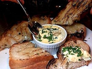 Baked ricotta with gluten free warm bread. 😋 at Pura Vita in West Hollywood