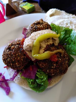 Falafel flatbread kebab (October 2023) at Medina in Aberystwyth