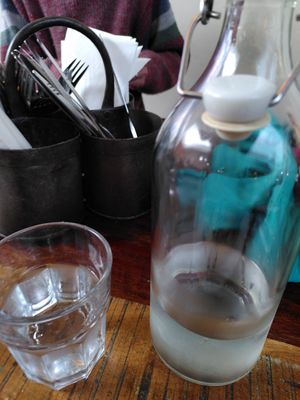 Glass of water (February 2024) at Medina in Aberystwyth