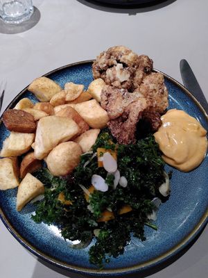 Cauliflower, cumin potatoes and kale salad (February 2026) at Medina in Aberystwyth