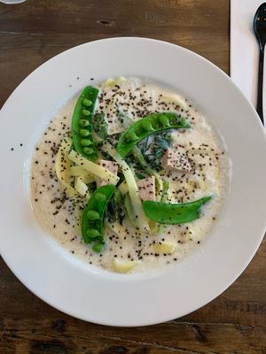 Almond based cream carbonara (vegan)  at Botanist in Tokyo