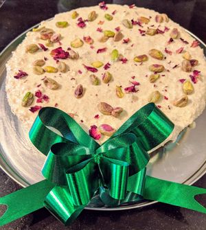 Pistachio spinach cake at Mooplehog in Okehampton