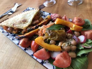 And an enchilada pie with another really good salad. Delicious! at Mooplehog in Okehampton