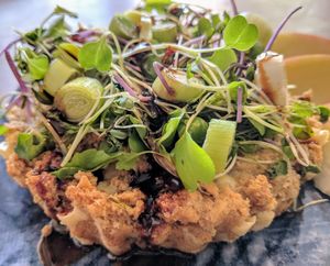 Savoury ploughman's pudding at Mooplehog in Okehampton