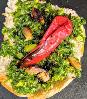 Nettle & wild garlic pesto at Mooplehog in Okehampton