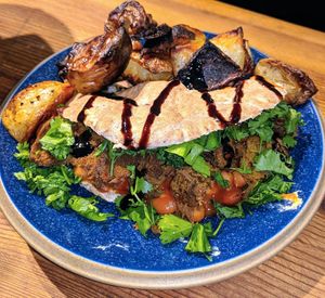 Breakfast Vebab with roasties at Mooplehog in Okehampton