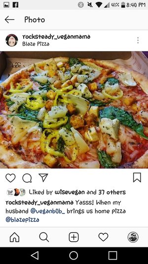 Took this off my wifes instagram because i always eat my pie first and then remember i should of took a photo.... at Blaze Pizza in Riverside