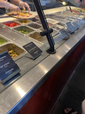 topping bar   at Blaze Pizza in San Diego