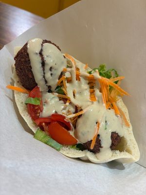 Ginger falafel half pita sandwich at Falafel King in Taipei