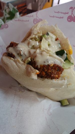 Big falafel pita (6 falafel and actually bigger than it looks) NTD190 at Falafel King in Taipei