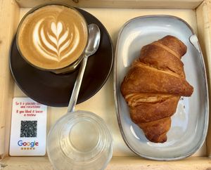 Oat Flat White + vegan croissant   at Castorino Amore Espresso in Salerno