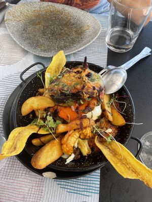 Mil hojas de verduras con queso de cabra at Geltoki in Zarautz