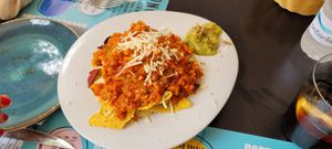 Nachos con carne picada y queso veganos at Geltoki in Zarautz