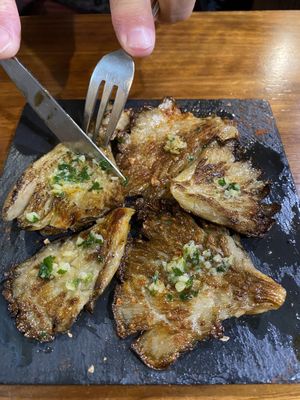 Mushrooms super garlicky!!   at Geltoki in Zarautz