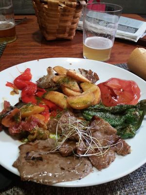 one of their dishes at Geltoki in Zarautz