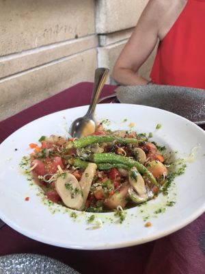 Tomato Salad, amazing with small caramelised onions! at Geltoki in Zarautz