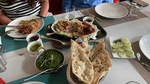 Palekk paneer with potato’s and a dish we can’t remember the name of  at 3 Idiots The Veggie Hub in Pattaya