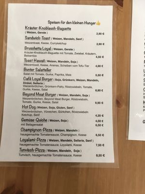 Warm food menu at Café Loyal in Siegburg