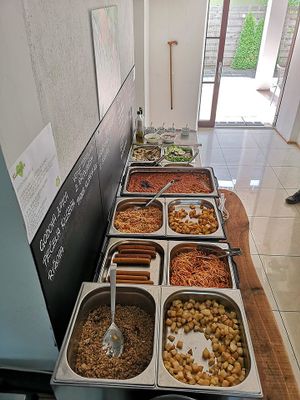 Self-service vegan food at Slovegija in Maribor
