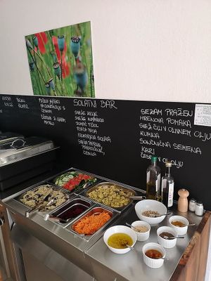 Self-service vegan food at Slovegija in Maribor