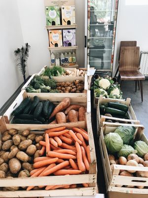 There is also a small market corner where you can fresh home grown veggies! at Slovegija in Maribor