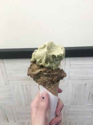 Pistacchio and licorice at Gelateria Gnam Gnam in Padua
