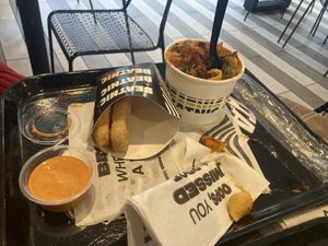 Mac n chz with mushroom bacn, chicky fingers  at Beatnic - Back Bay in Boston