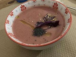 Pink gazpacho  at Lo de Ponxe En El Kinto Pino in Valencia