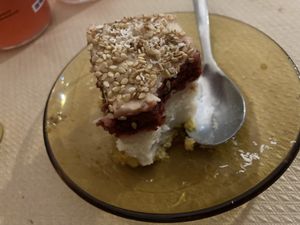 Small Cashew cake dessert at Lo de Ponxe En El Kinto Pino in Valencia